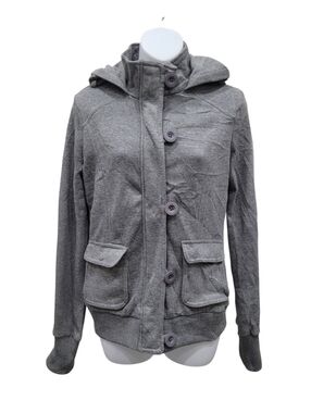2/$20 Seductions Grey Buttons Down Zip Up Jacket Hoodie Size: M